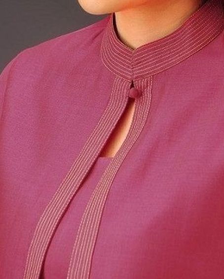 Closed Round Collar Neck Design with a Closing Button
