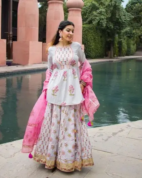 Cotton Cambric Embroidery Yoke Kurti