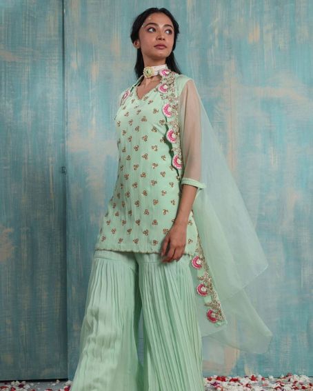 Cutwork Cape Jacket Style Short Kurti