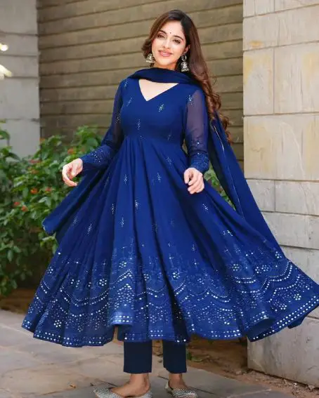 Designer Embroidery Anarkali Long Kurti with a Narrow Sequel Pant