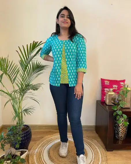 Double Layered Front Open Short Cotton Kurti