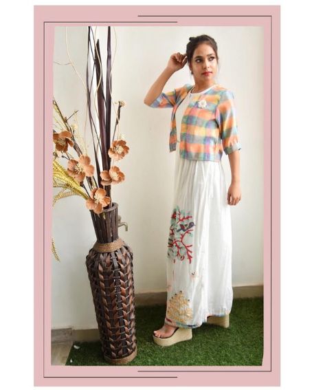 Dual Shade Jacket Style Kurti