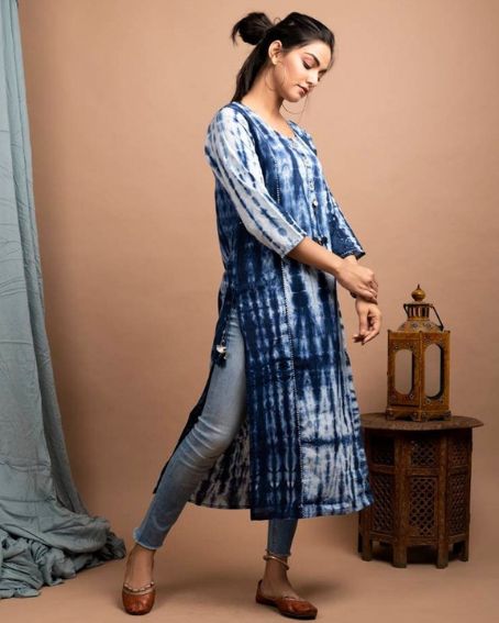 Elbow Sleeve Cotton Side Cut Kurti