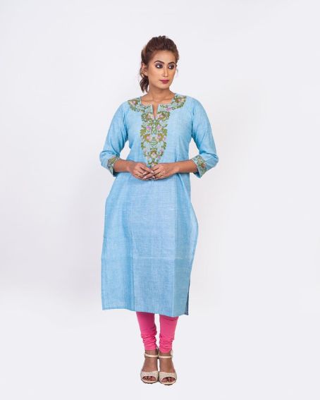 Elbow Sleeve Hand Embroidery Kurti