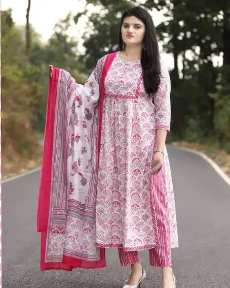 Georgette Kurti with Heavy Embroidery Naira Cut Kurti Design