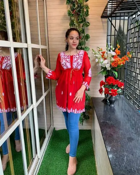 Georgette Short Kurti with Jeans