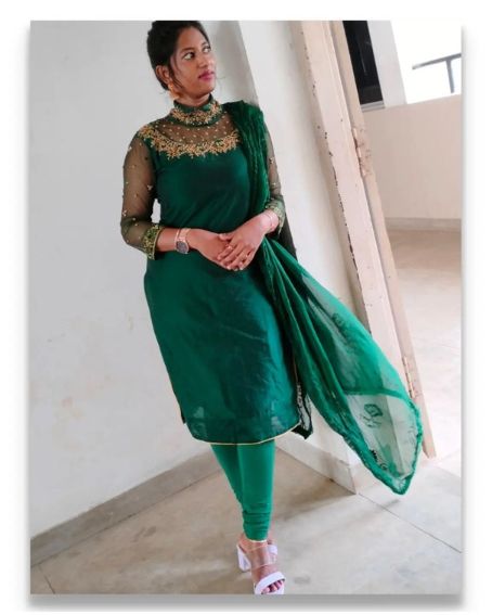 Gorgeous Kurti with a High Neckline and a Net Fabric Attachment