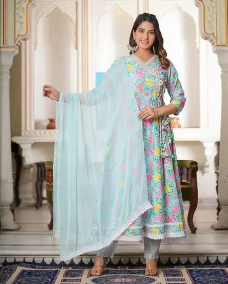 Gotta Patti Lace V Neckline Kurti