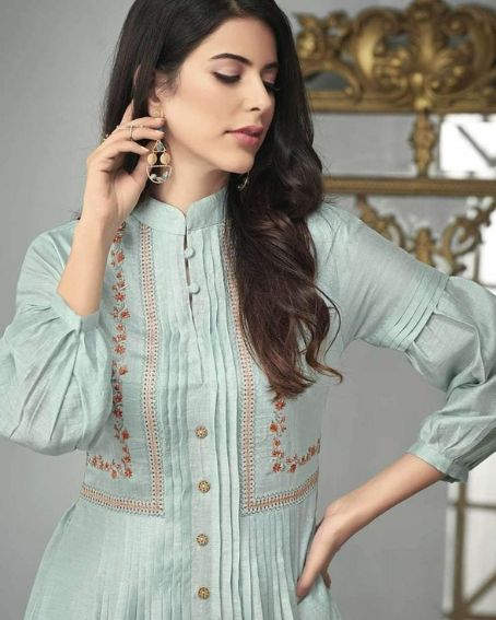 Ground Collar Neck Design Kurti with Cuff Sleeves