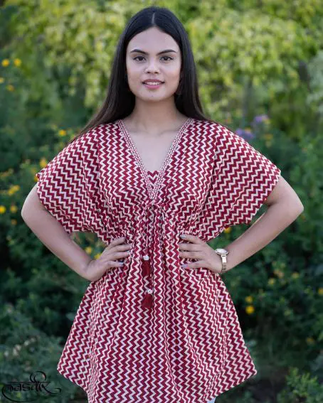 Hand-Block Printed Geometric Pattern Kurti