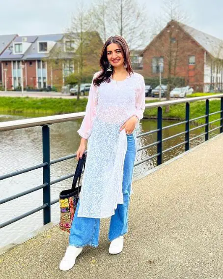 Heavy Embroidery Long Chikankari Kurti
