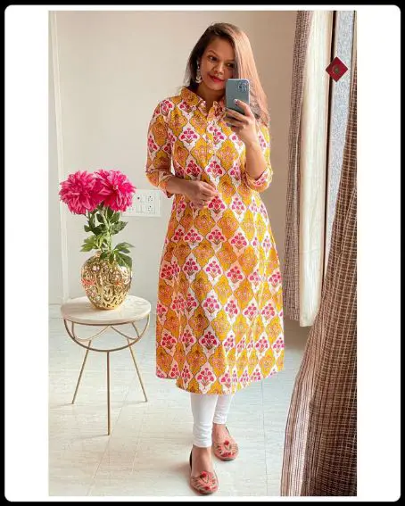 Jaipuri Printed Collar Neck Kurti