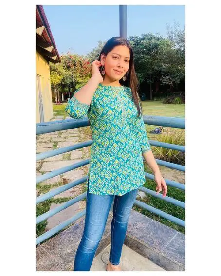 Jaipuri Prints Green Short Cotton Kurti