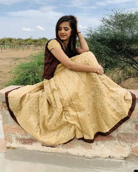 Kalidhar Kurti with a Plain Brown Jacket
