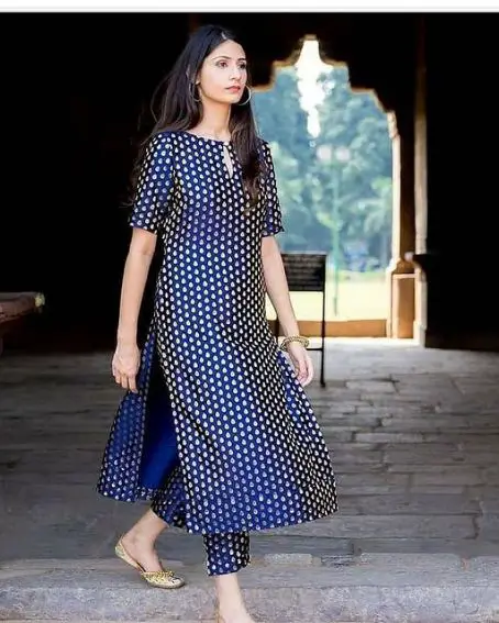 Keyhole Rayon Short-Sleeve Kurti