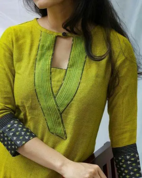 Kurti Front Neck Design with Rectangle Hole