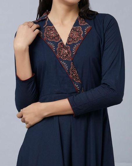 Long Notched Collar Neck Design for Kurti