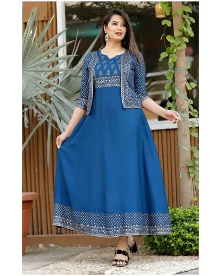 Mirror Work Jacket Style Kurti