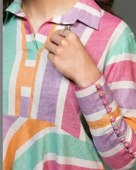 Mixed Colored Shirt Collar Neck Design for Kurti