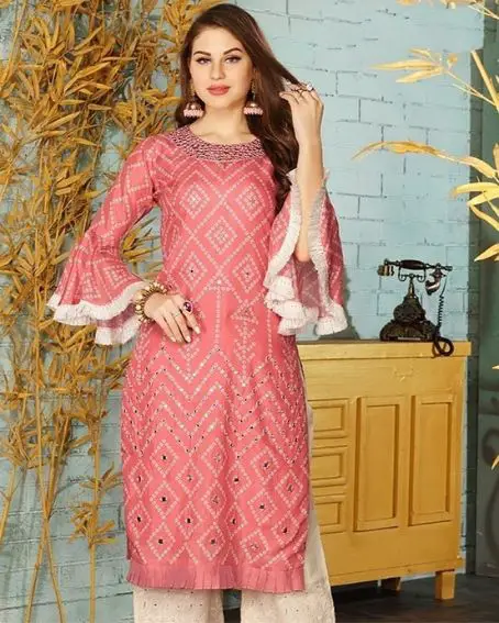 Nayra Cut Rayon Kurti Set with Embroidery and Border Lace Work – Sukriti  Store