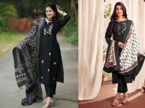 Top 20 Plain Black Kurti with Dupatta