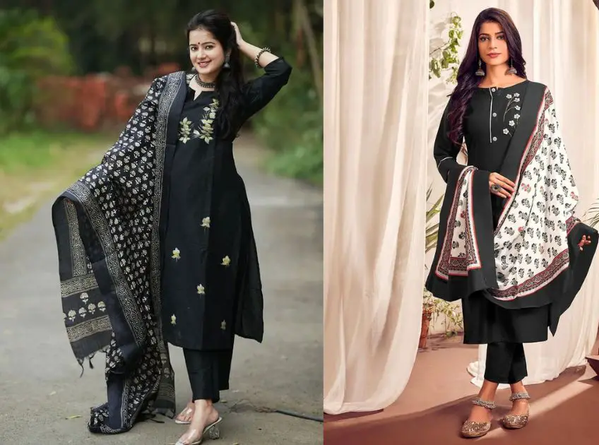 Black Readymade Plain Anarkali Suit With Dupatta 3896SL03