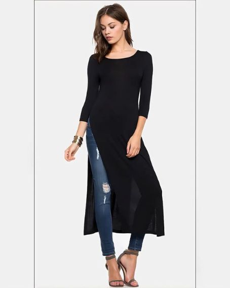 Plain Black Kurti with Jeans Bottom