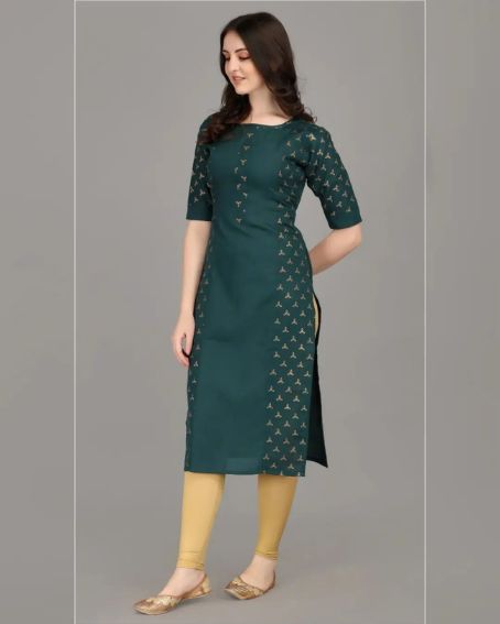 Plain Straight-Cut Kurti with Boat Neck Design