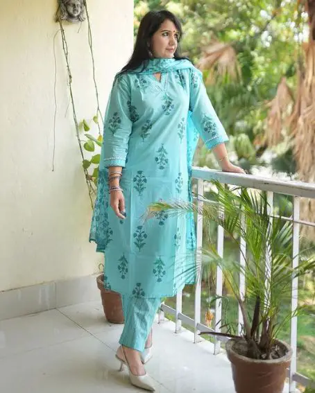 Pompom Lace Work Mughal Print Kurti