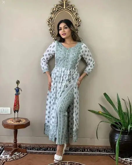 Pure Rayon Long Slit Naira Kurta with Pant