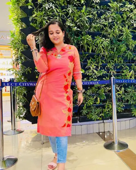 Rose and Lead Embroidery Long Top Kurti