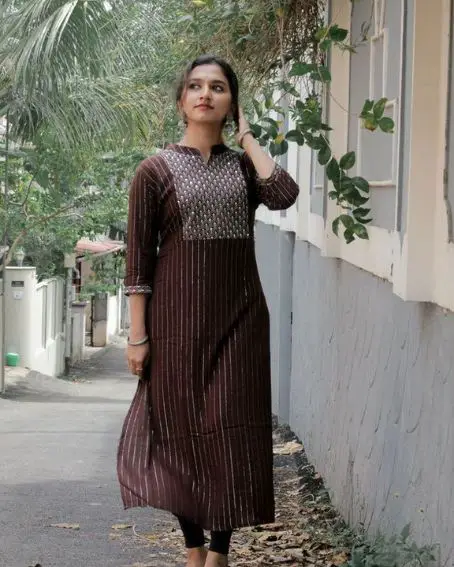 Sequence Work Rayon Fabric Collar Neck Kurti