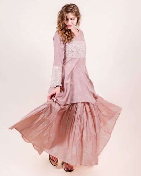 Short Printed Kurti with a Flared Skirt