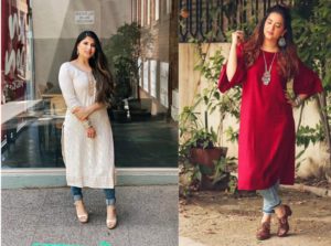 Side Cut Long Kurti with Jeans