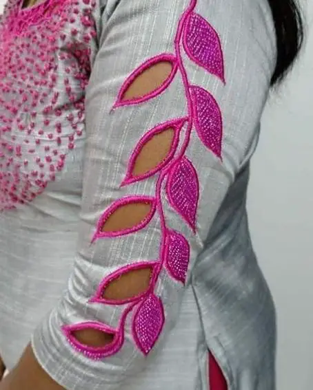 Simple and Classy Leaf Cut Design Kurti Sleeves