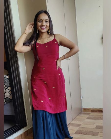 Single Strap Aari Work Kurti