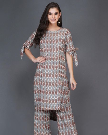 Sleeve End Knot Short Kurti with Palazzo
