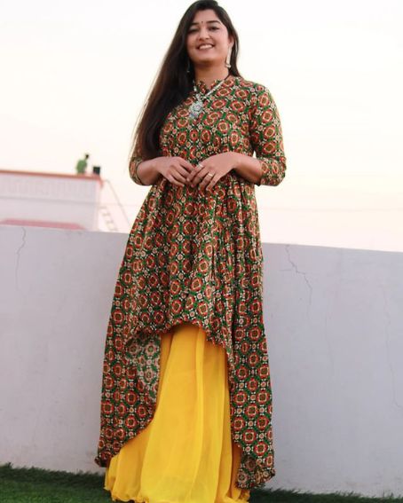 Straight Long Kurti with Gota Border Palazzo