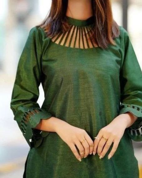 Striped Close Round Neck Collar Neck Design Kurti