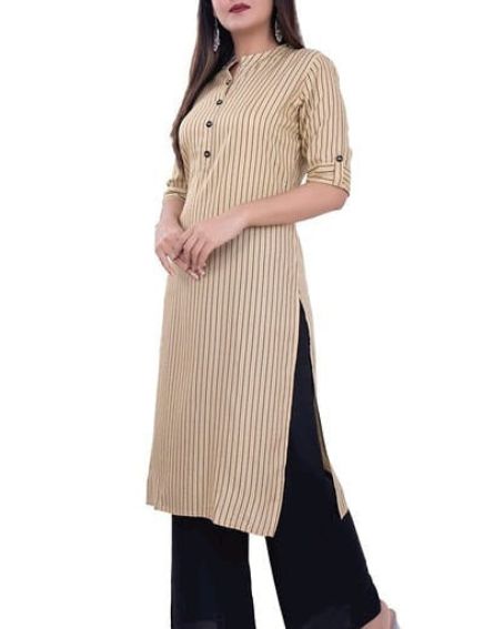 Striped Pattern Kurti with Half Sleeves Modern