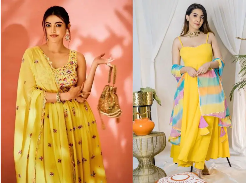 Yellow Kurti Designs for Haldi Functions