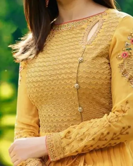 Yellow Kurti with Amazing Boat Neck Design with a Side Slit Open
