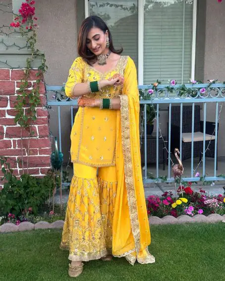 Yellow Sharara Suit Short Kurti Is Best for Haldi