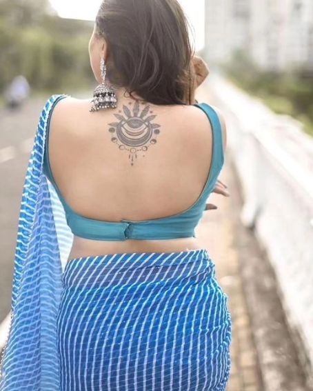 Blue Color Back Open Sleeveless Blouse