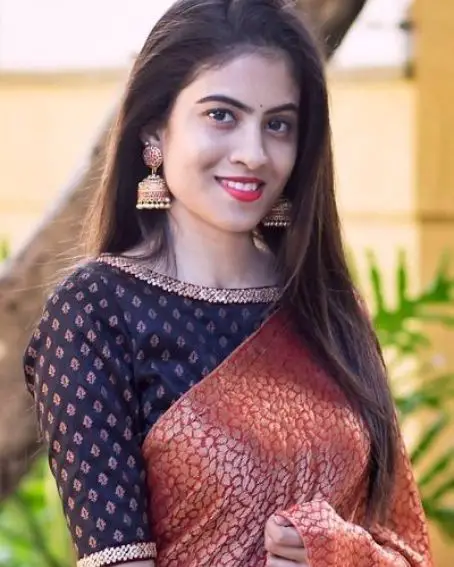 Blue Color Boat Neck Blouse Design with Kundan Work