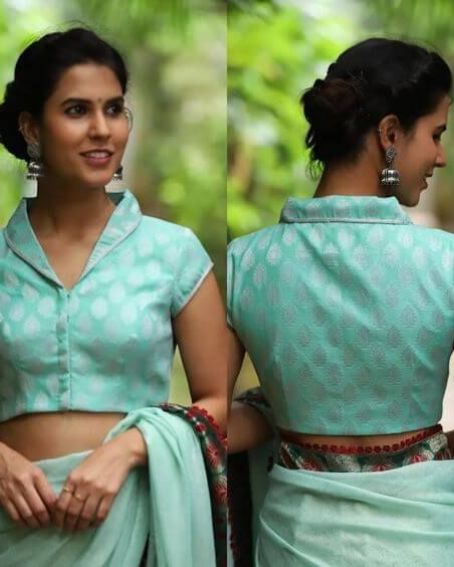 Collar Front and Back and High Neck Blouse Design