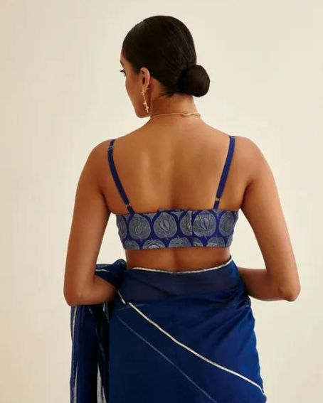 Imperial Blue Banarasi Paan Zari Blouse