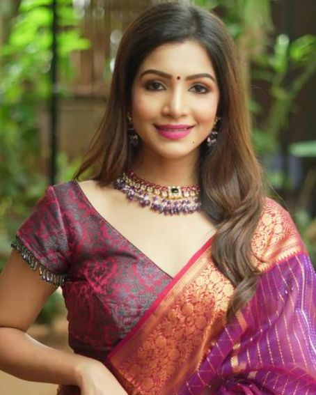Maroon and Green V Neck Banarasi Brocade Blouse with Crystal Detailing