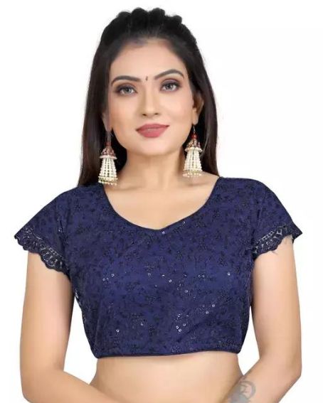 Net Work Half Sleeves Readymade Saree Blouse