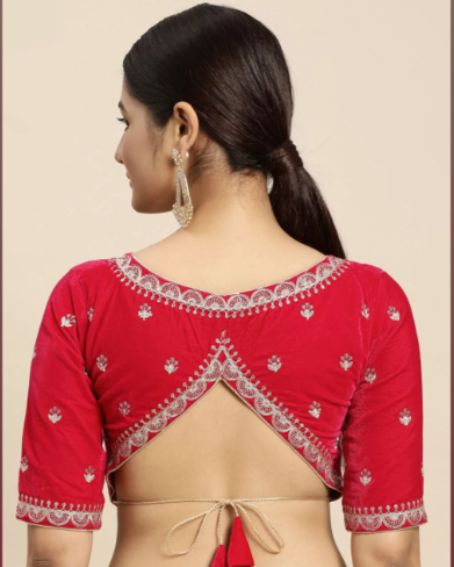 Pink Clor Velvet Back Open Blouse